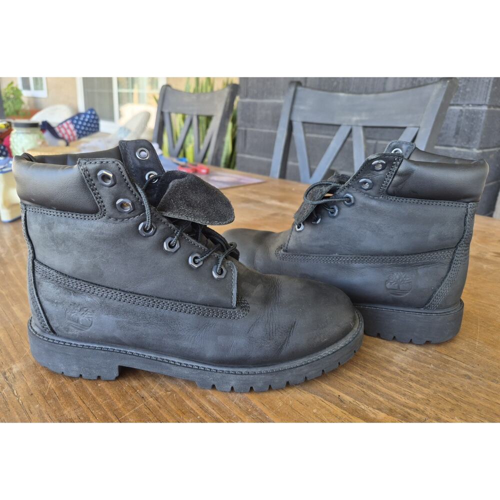 Timberland 6" Premium Waterproof Boots Black Nubuk Junior Size 6M - Picture 12 of 16
